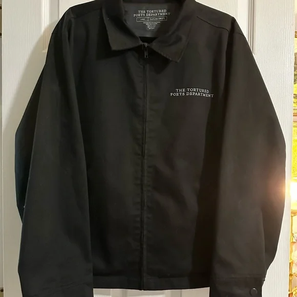 ON HOLD!! Taylor Swift Tortured Poets Department Black Jacket LARGE - Picture 1 of 3